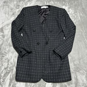 Vintage Jones New York Blazer Jacket Womens Petite Size 2 Black 100% Wool Career